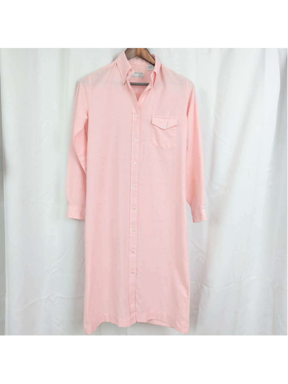 Vintage USA Made Pink Oxford Cloth Shirt Dress